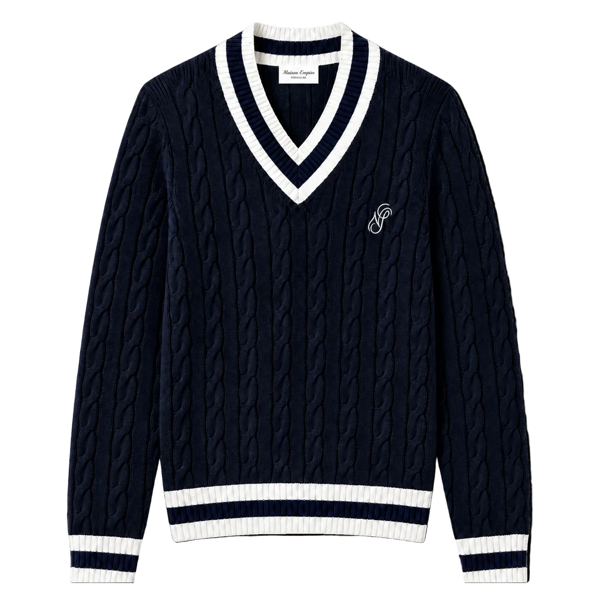 V-Neck Cable Knit Sweater