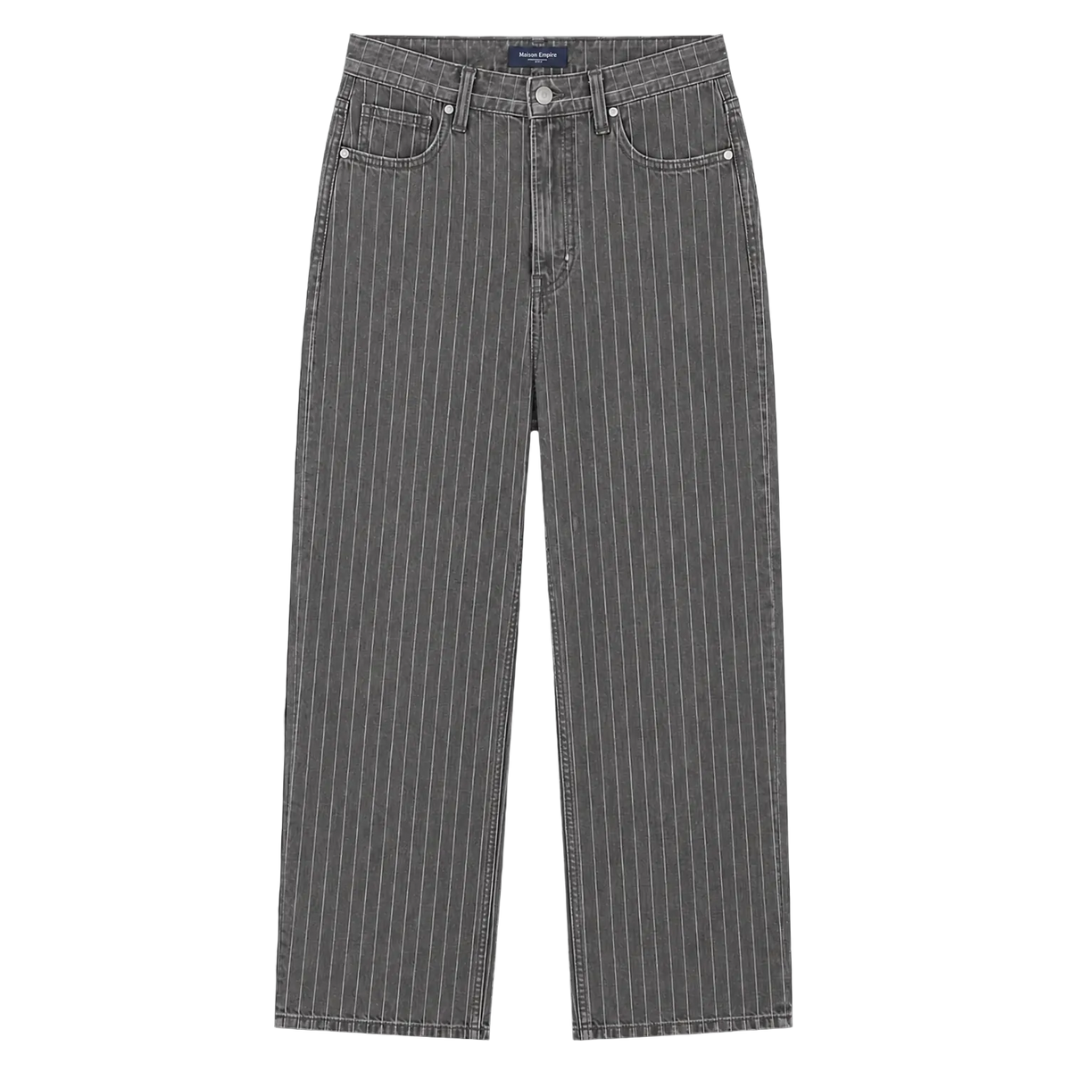 Relaxed Pin Striped Grey Jeans
