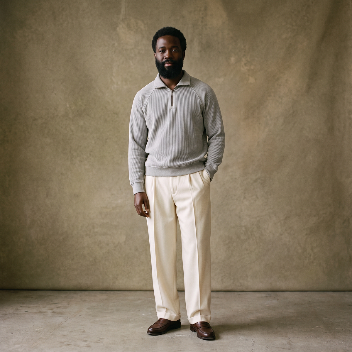 FLAT WHITE QUARTER ZIP