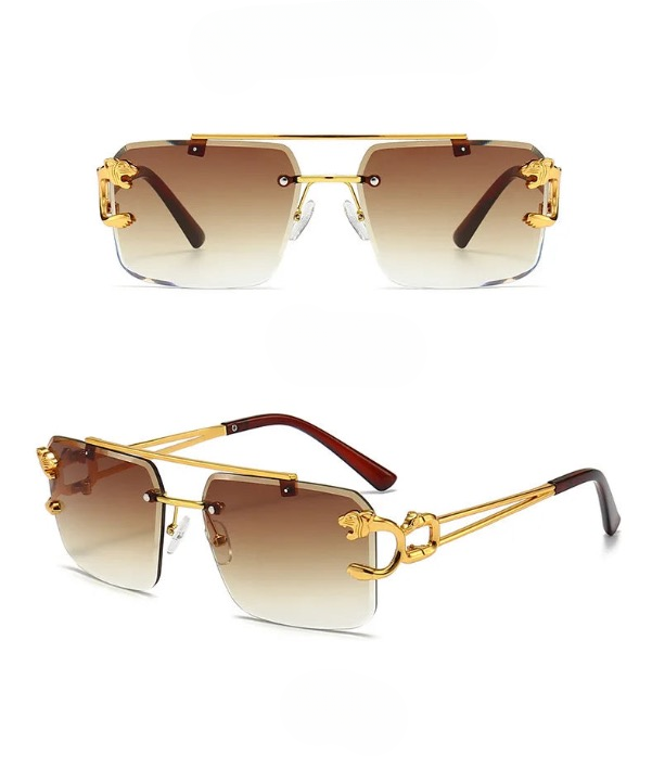 Lunette de soleil luxe Modèle Rayon(marron)  de côté - Collection Révélation