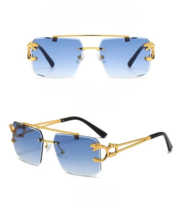 Lunette de soleil luxe Modèle Saphir (bleu )  de côté - Collection Révélation