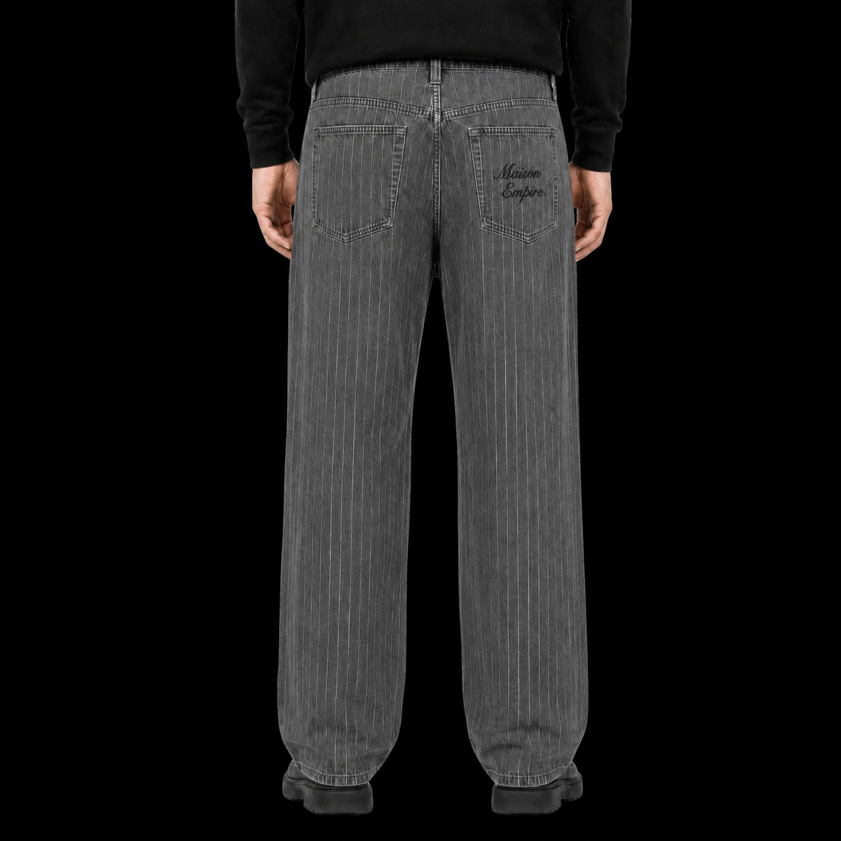 Relaxed Pin Striped Grey Jeans